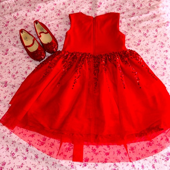 Cat & Jack 4-5 Toddler Girls Red Tutu Sequined Christmas Holiday Party Dress - Picture 3 of 4